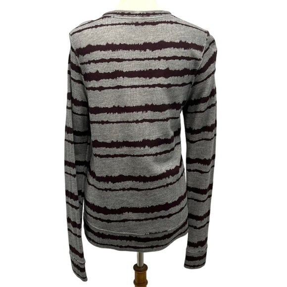 A.L.C. Conlo Gray & Brown Cotton Blend Striped Pullover Sweater Women’s Large - Picture 6 of 13
